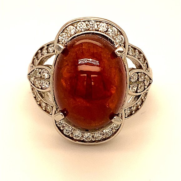 Spessartine 10.40ct Platinum Solid Silver Ring - Picture 1 of 6